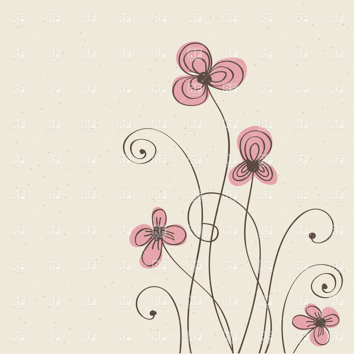 Hand Drawn Flowers With Long Stems Vector Image Of Plants 1200x1200 Hand Drawn Flowers With Long Stems Vector Image Of Plants