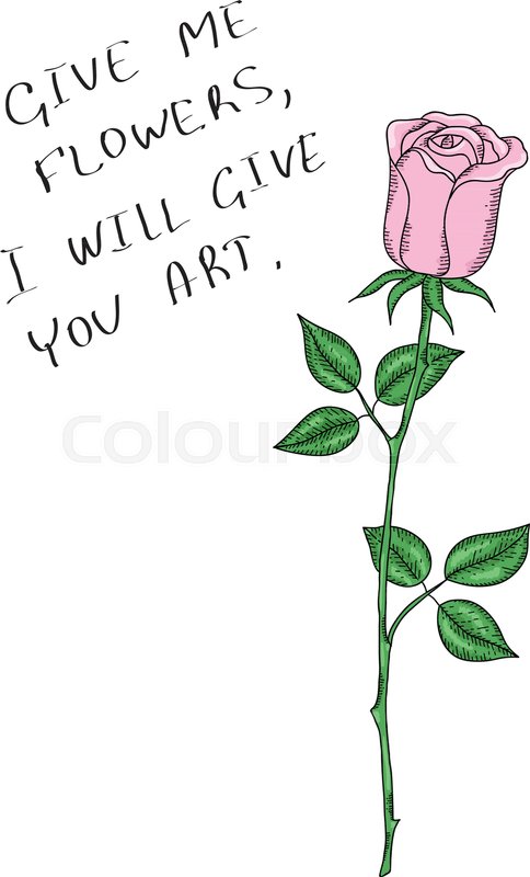 Flower Rose With Stem On White Stock Vector Colourbox 484x800 Flower Rose With Stem On White Stock Vector Colourbox