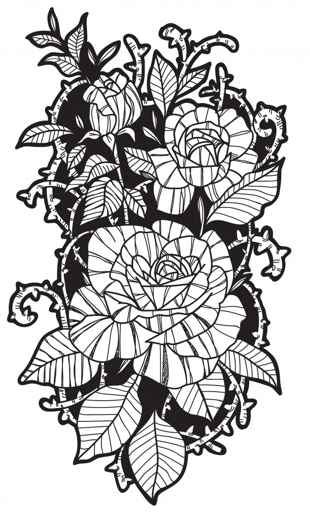 626x1034 Flower Tattoo Vector Premium Download