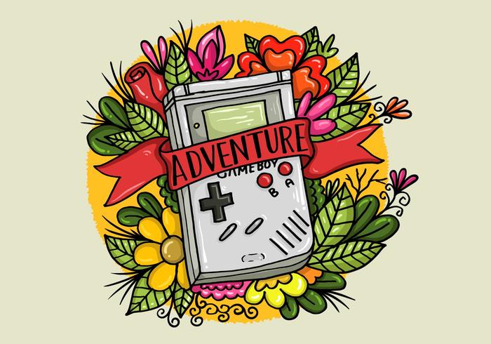 700x490 Gameboy Flower Tattoo Vector
