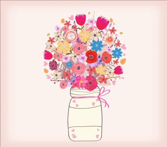 550x484 Watercolor Painting Flowers With Vase Vector Free Download
