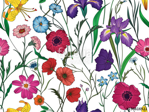 500x375 Beautiful Seamless Floral Pattern Flower Vector Illustration