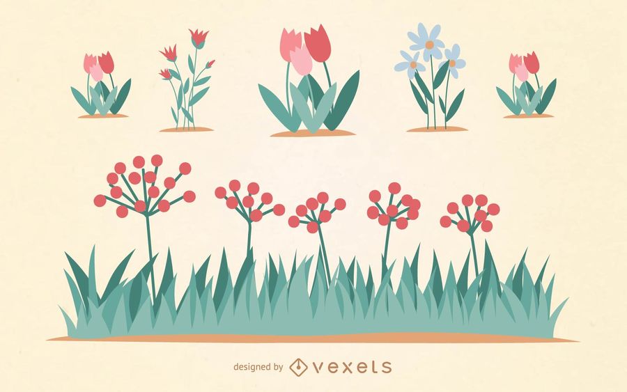 900x563 Garden Flower Vector Set