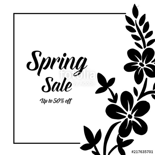 500x500 Hand Draw For Spring Sale Design With Flower Vector Illustration