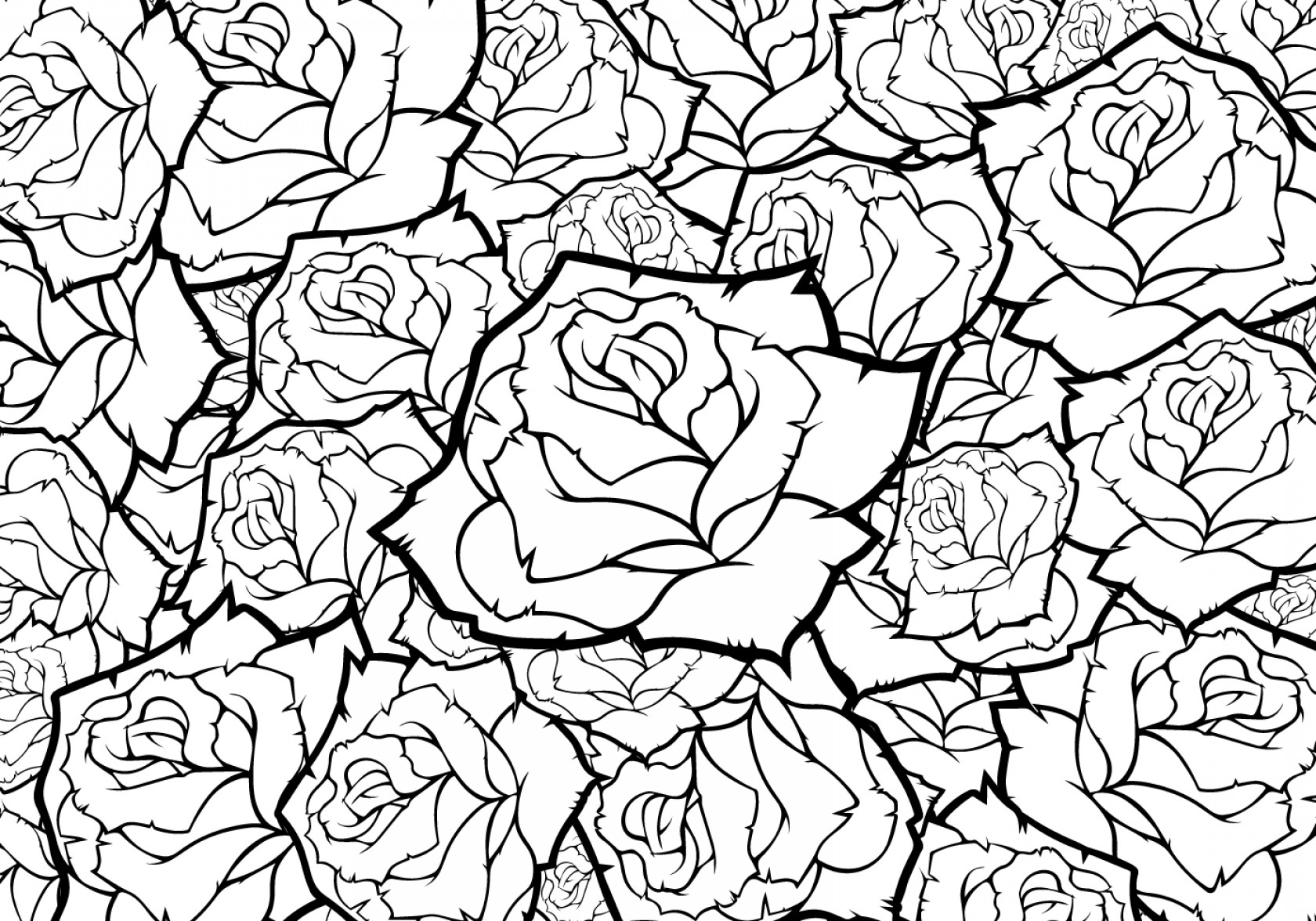 Цветы для распечатки на принтере. Черно белые рисунки. Раскраска антистресс розы.