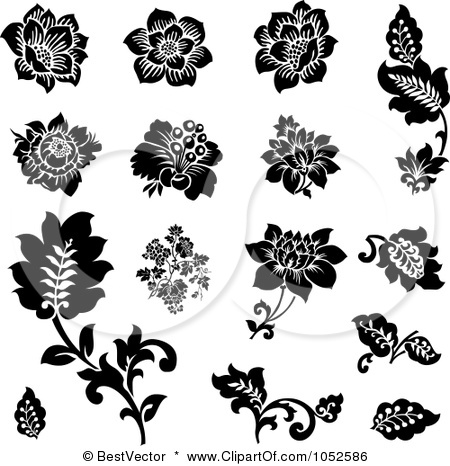 Black White And Floral Vectors Images 450x466 Black White And Floral Vectors Images