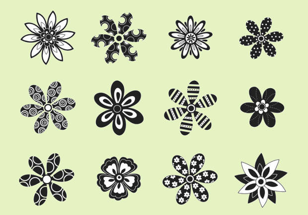 Flower Vector Black