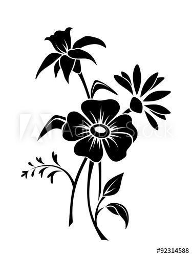 375x500 Black Silhouette Of Flowers Vector Illustration Tour Tourism Poster