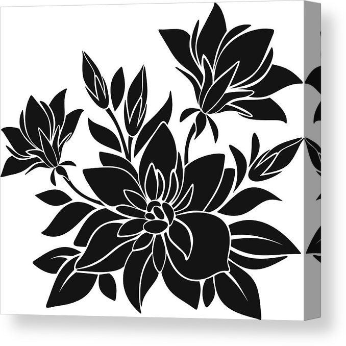 678x678 Black Silhouette Of Flowers Vector Illustration Canvas Print