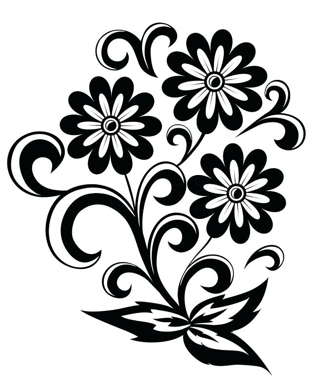 Flower Vector Black And White at Vectorified.com | Collection of Flower ...