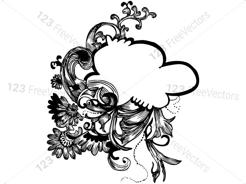 800x600 Hand Drawn Floral Text Frame Vector Brush Pack Floral Vector