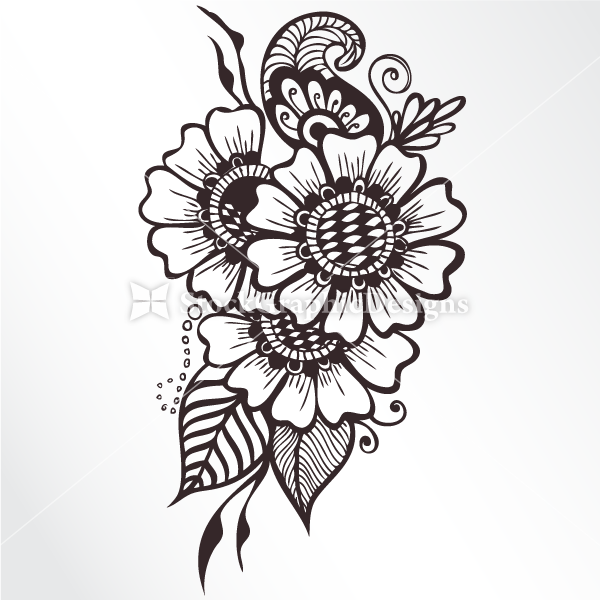 600x600 Hand Drawn Flowers Vector Set Vector Photoshop Brushes