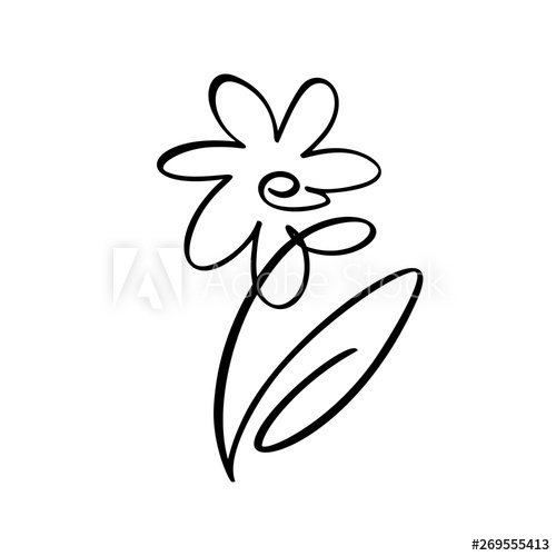 500x500 Vector Brush Flower Valentines Day Hand Drawn Icon Holiday