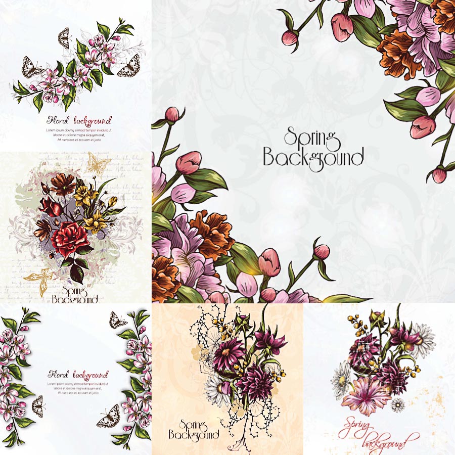 900x900 Floral Spring Background Frames Vectors Free Download