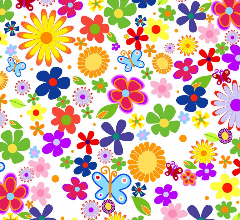 768x705 Spring Flowers Background Vector Graphic Free Vector Graphics