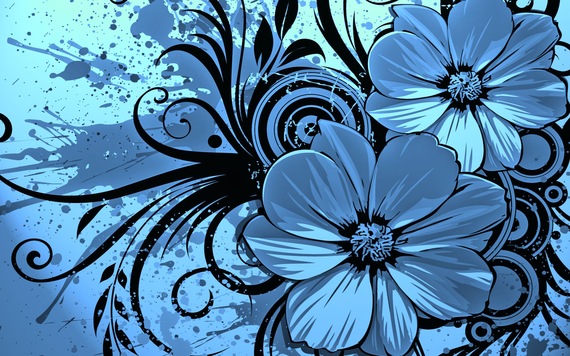 1920x1200 Blue Flower Vector Designs Wallpaper