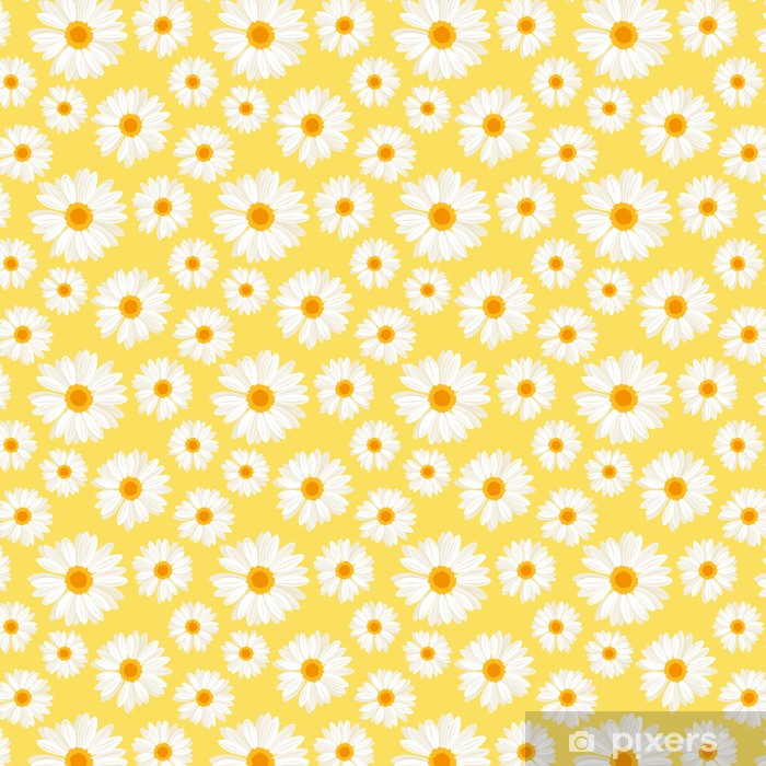 700x700 Seamless Background With Daisy Flowers On Yellow Vector