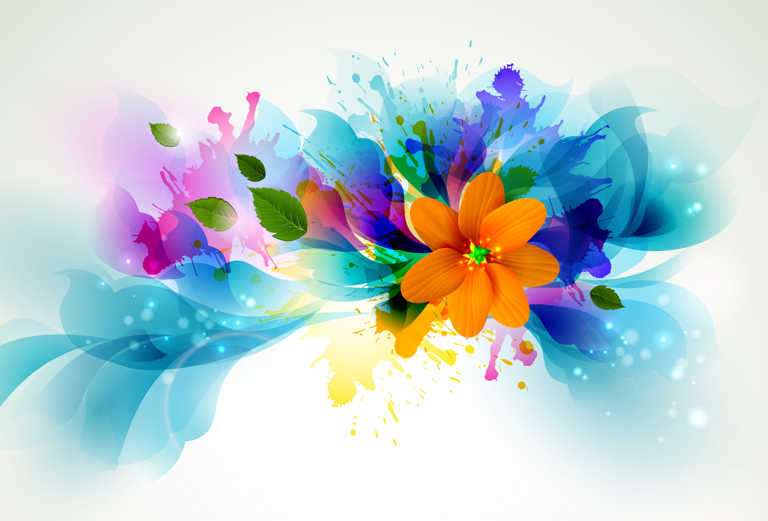 2463x1672 Wallpaper Flower, Vector, Petals, Paint