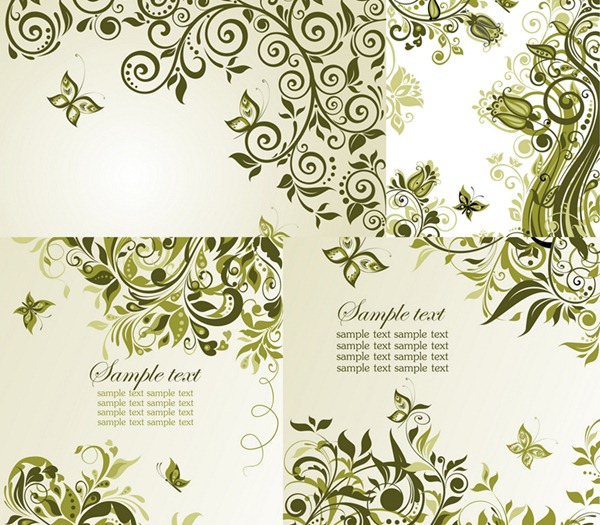 600x525 Elegant Green Flower Vine Background Vector Graphics My Free