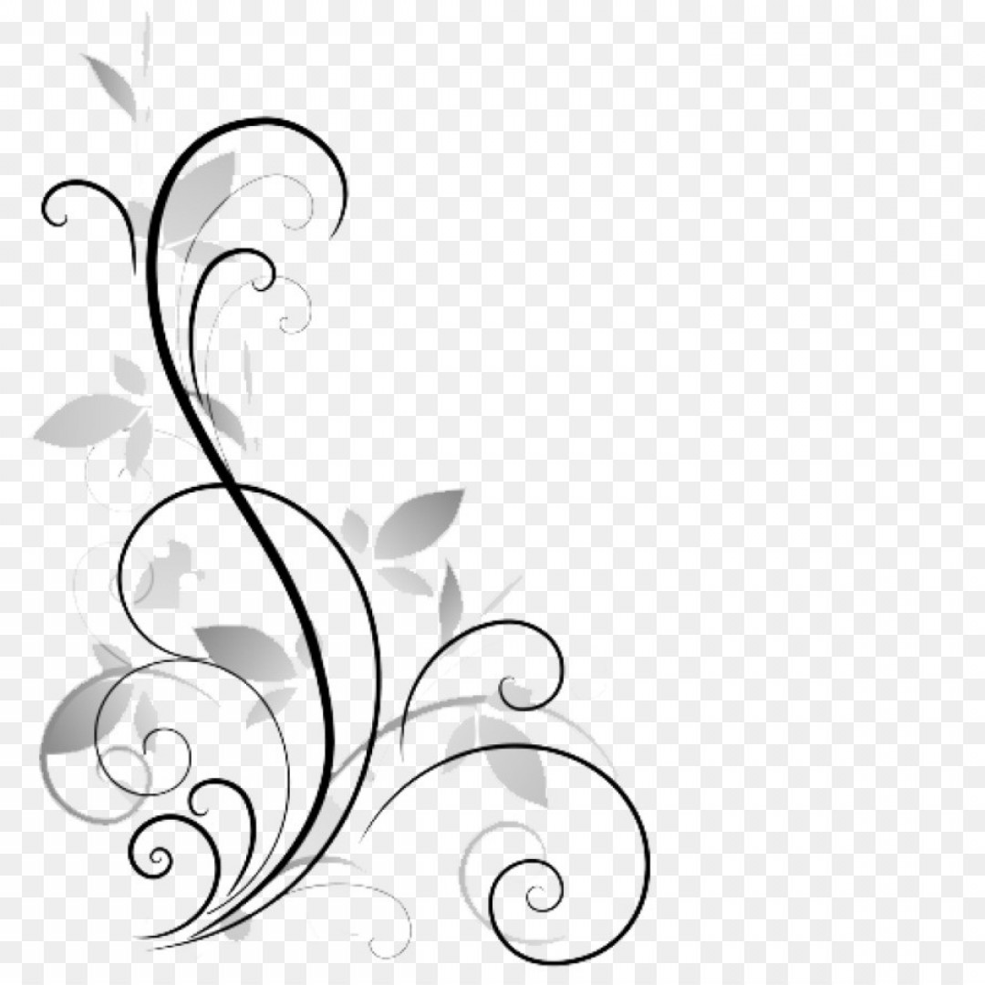 1080x1080 Exquisite Pattern Vector Abstract Flower Vine Black And White Png
