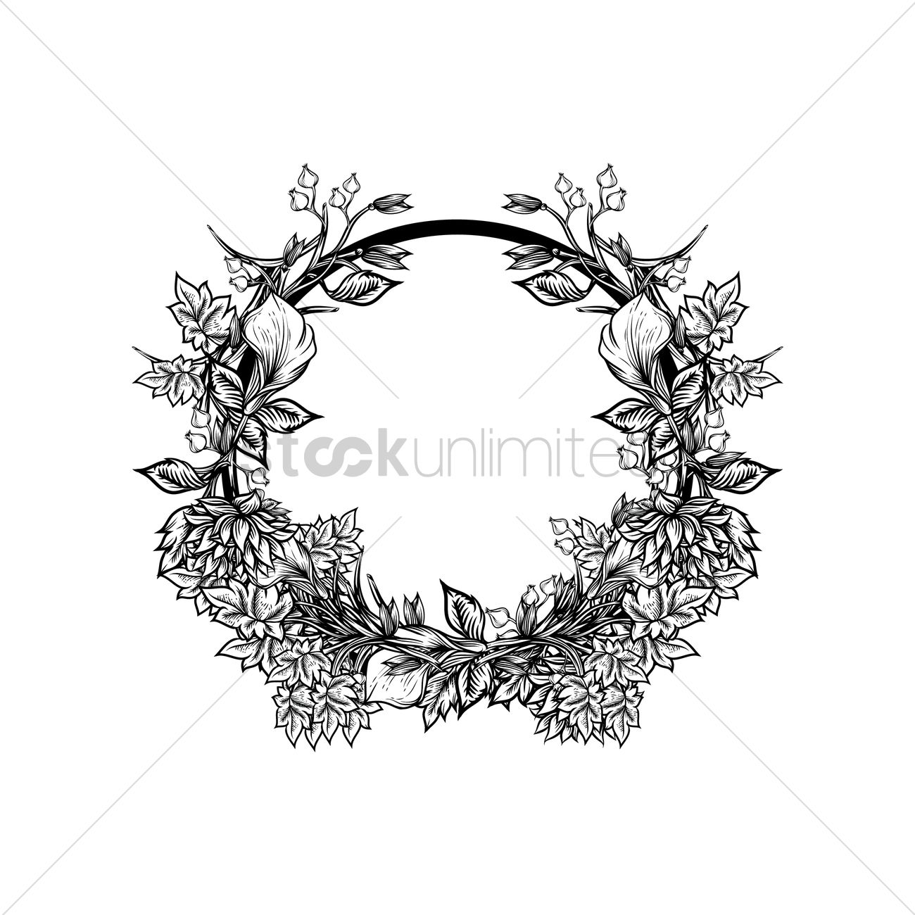 1300x1300 Flower Wreath Vector Image