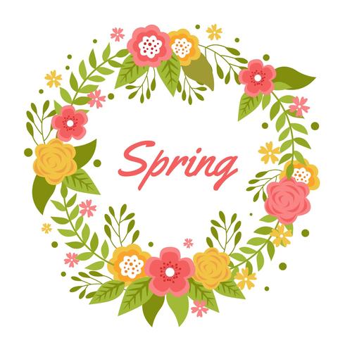 490x490 Romantic Flower Spring Wreath Vector