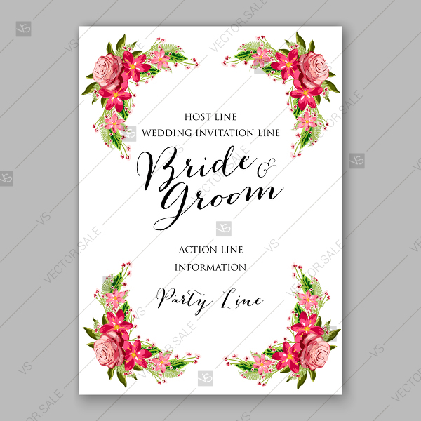 600x600 Tropical Floral Wreath Vector Clip Art For Wedding Invitation