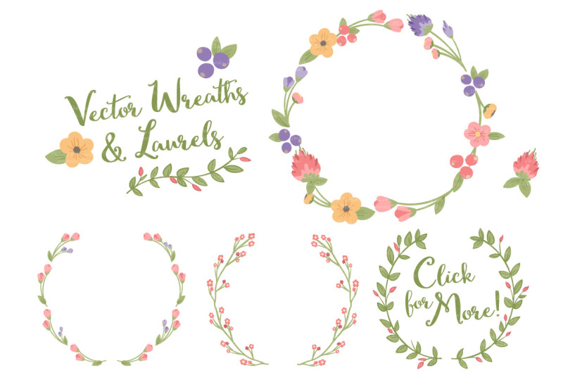800x533 Wildflowers Floral Wreath Vector Set
