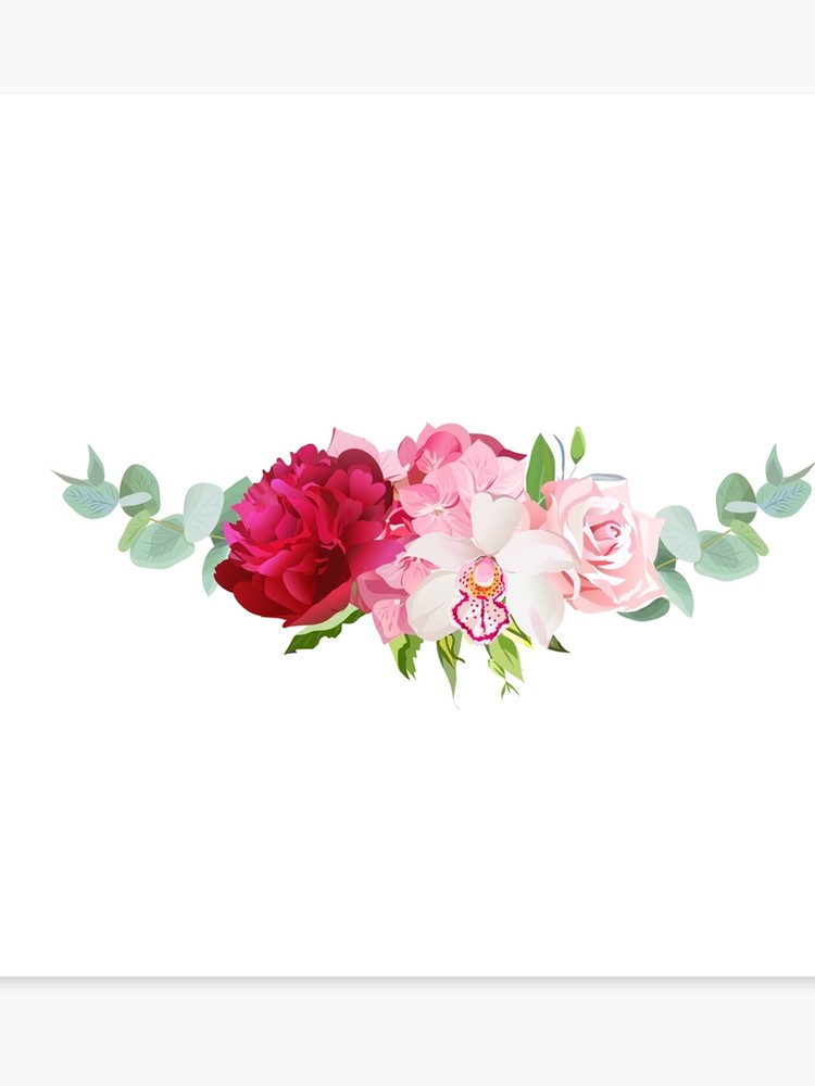 750x1000 Floral Mix Wreath Vector Design Set Pink Hydrangea, Rose, Protea