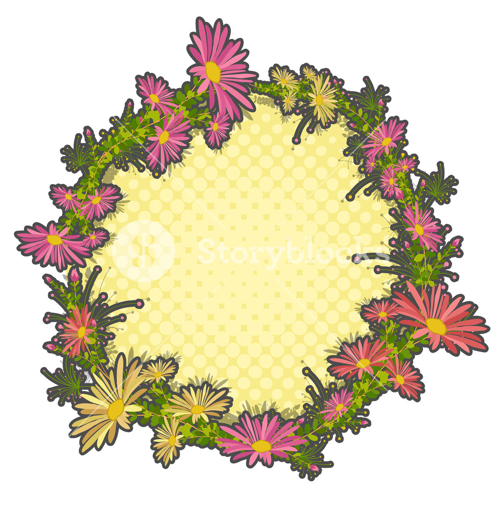 987x1000 Flowers Wreath Vector Illustration Royalty Free Stock Image