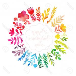300x300 Watercolor Pansy Flower Wreath Vector Studiogrfx