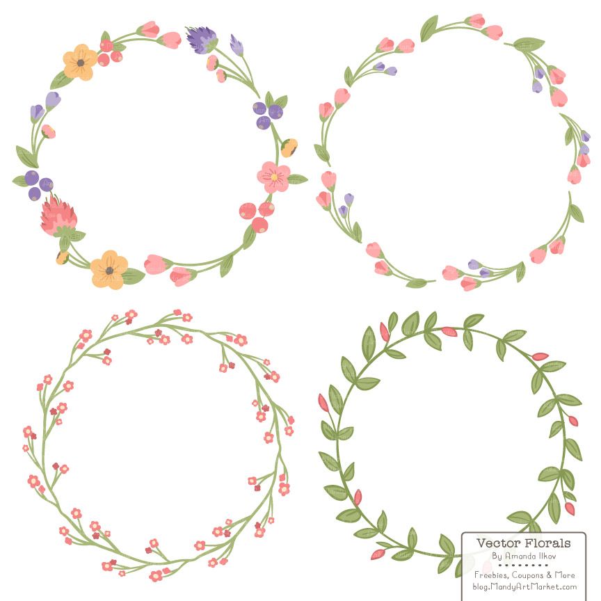 Flower Wreath Vector Free at Vectorified.com | Collection of Flower ...