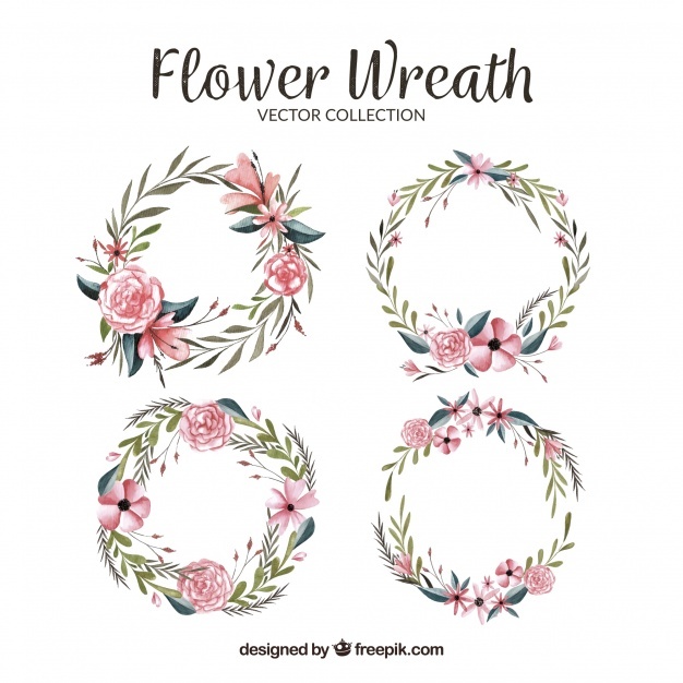 626x626 Cute Pack Of Watercolor Floral Wreaths Vector