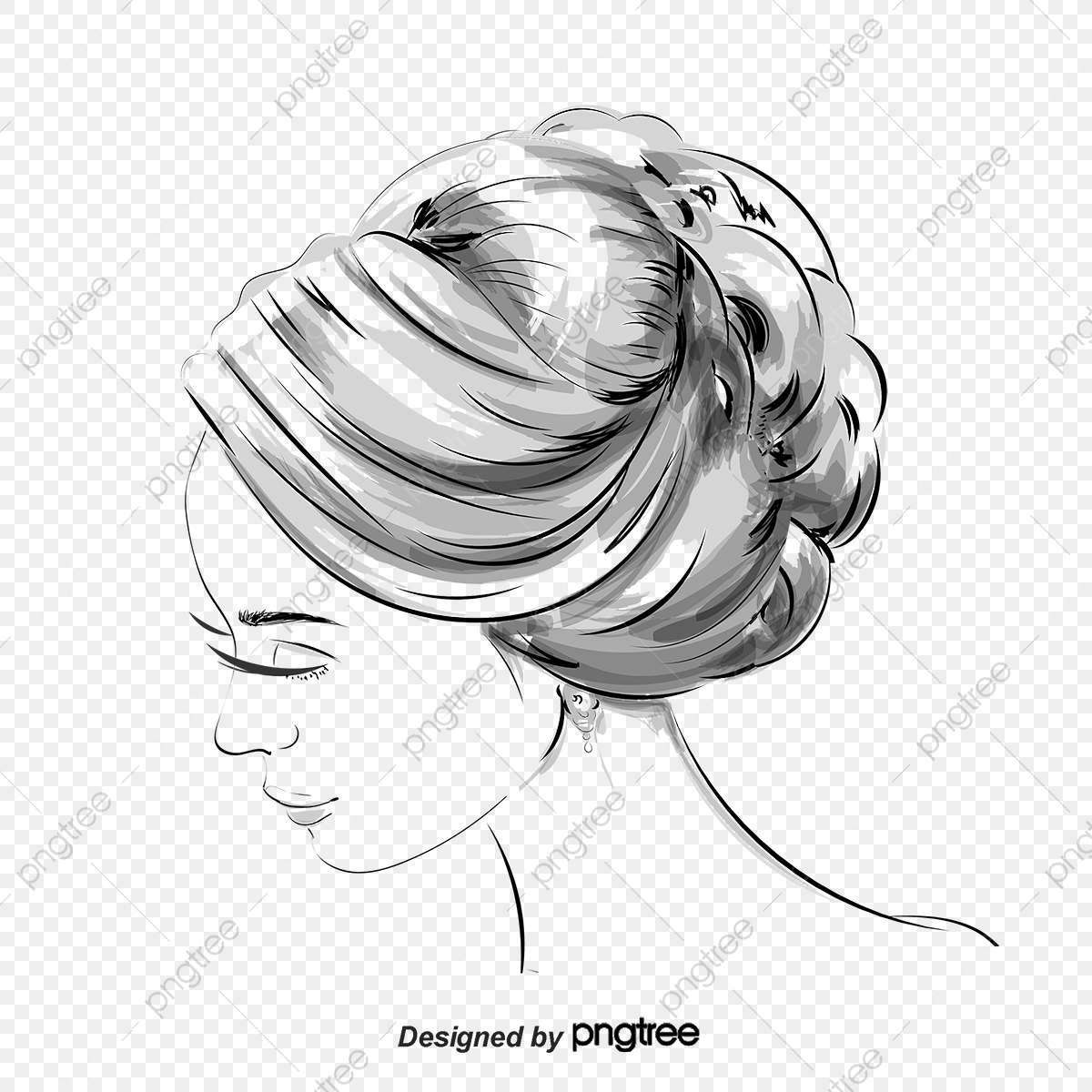 1200x1200 Female Silhouette Vector Flowing Hair, Silhouette Vector, Hair