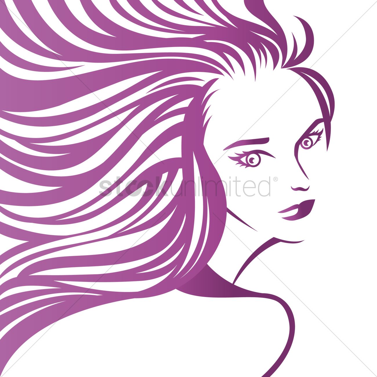 1300x1300 Artistic Design Of Woman With Flowing Hair Vector Image