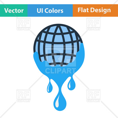 400x400 Planet With Flowing Down Water Vector Image Of Signs, Symbols