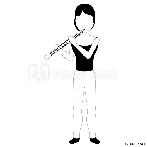 500x500 Female Avatar Playing A Flute Vector Illustration Design