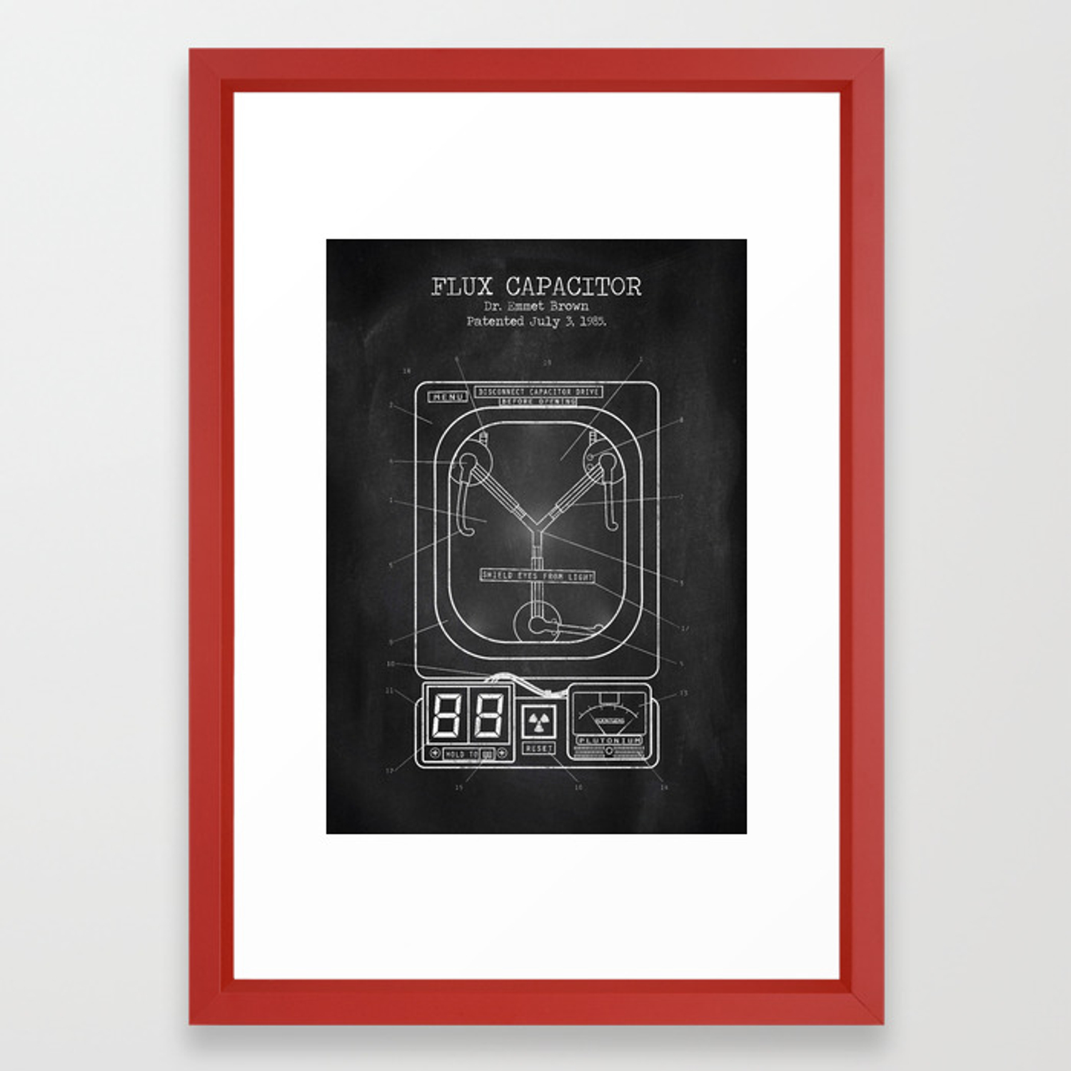 1500x1500 Flux Capacitor Chalkboard Framed Art Print