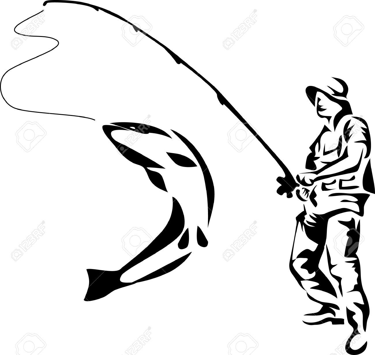 Fly Fishing Silhouette Vector