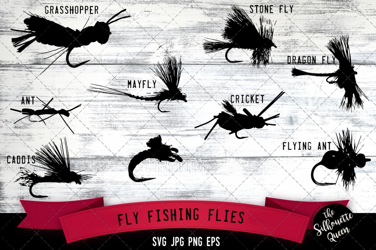 1200x800 Fly Fishing Flies Silhouette Vector