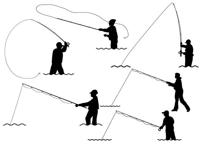 Fly Fishing Silhouette Vector at Vectorified.com | Collection of Fly ...