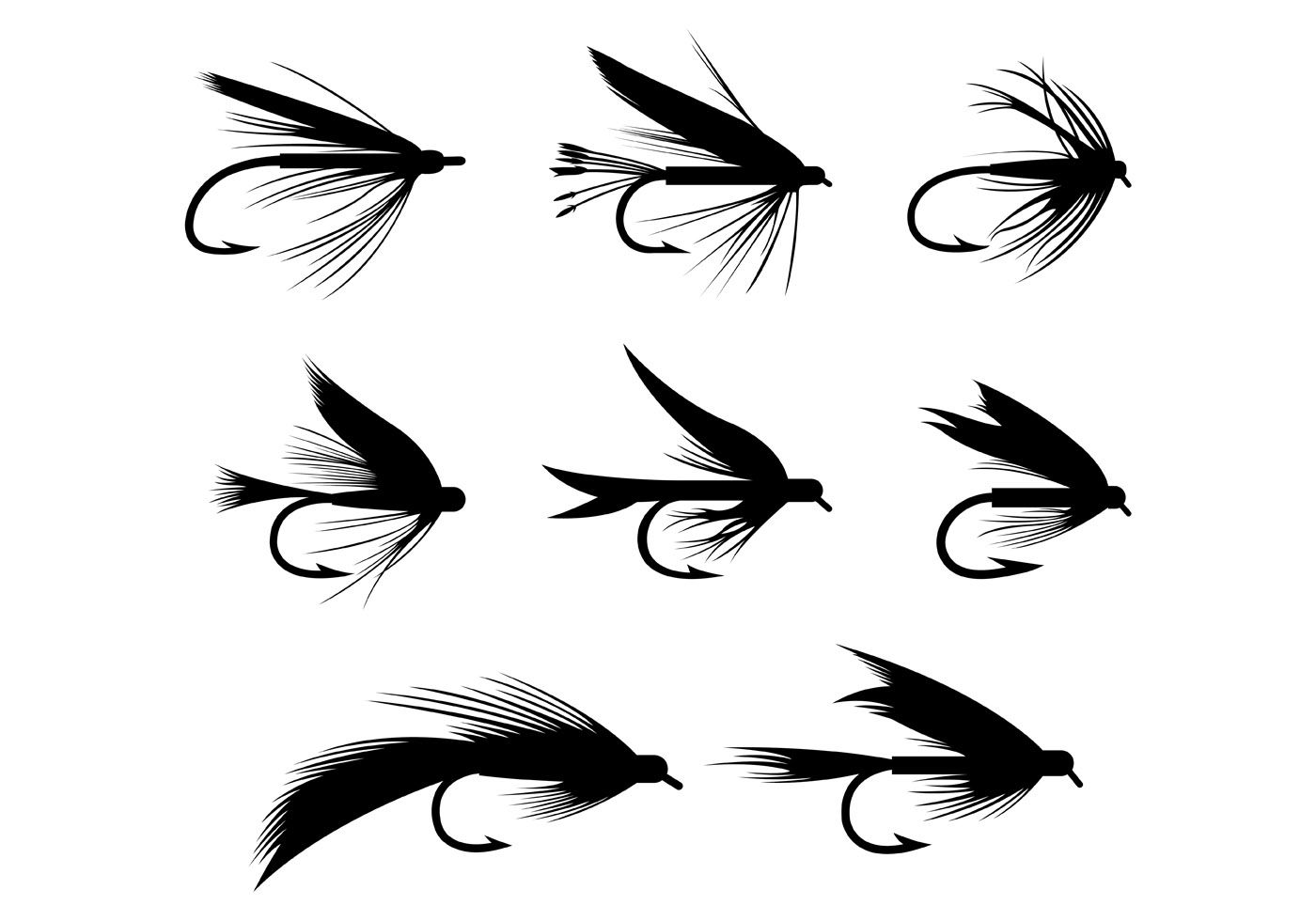 1400x980 Silhouette Of Fly Fishing Lures Hook Vector Choose From Thousands