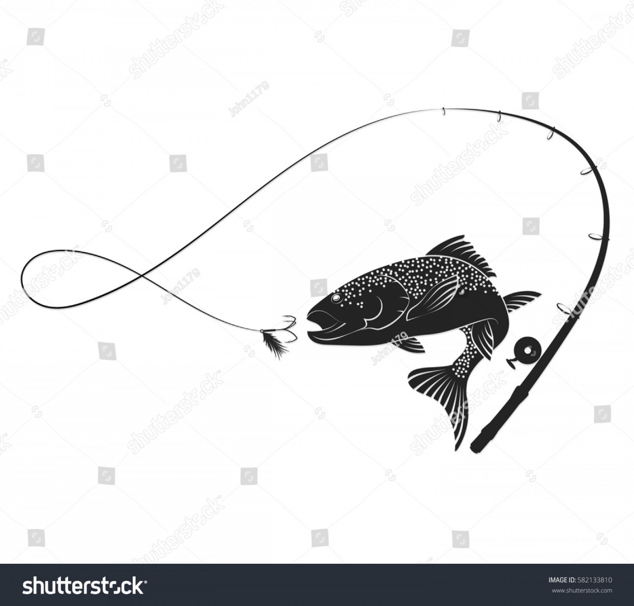 Гравировка удочка с рыбой
