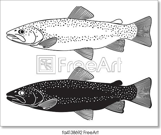 560x470 Free Art Print Of Trout Fish Vector Illustration Fish Fly Black