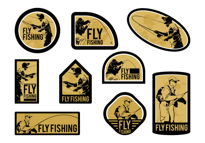 700x490 Man Fly Fishing Vector Labels
