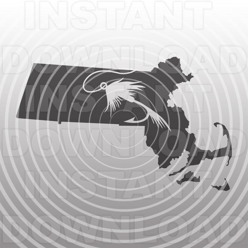 794x794 Massachusetts State Fly Fishing Vector Art Etsy