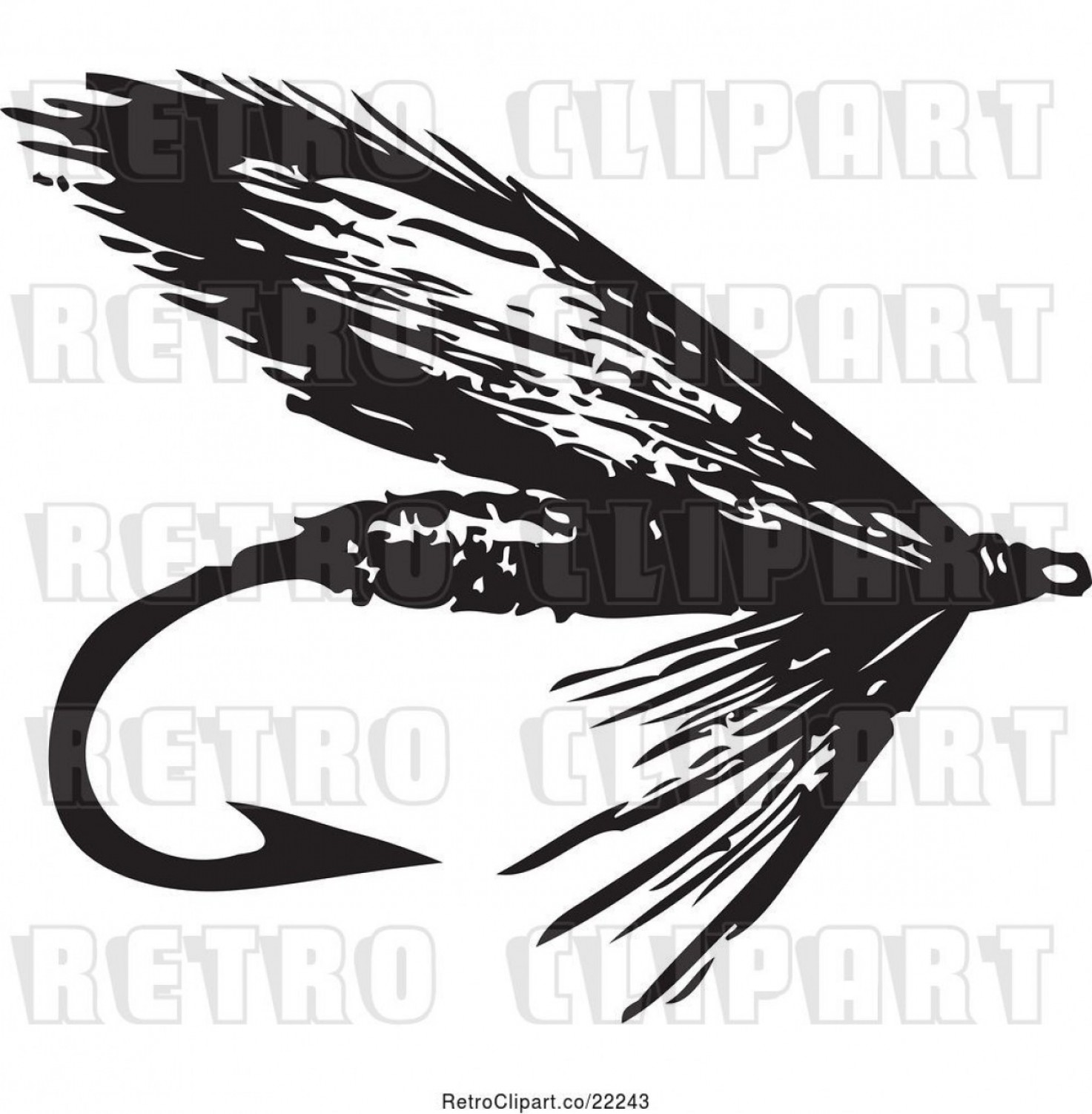 1473x1502 Vector Clip Art Of Retro Fly Fishing Hook