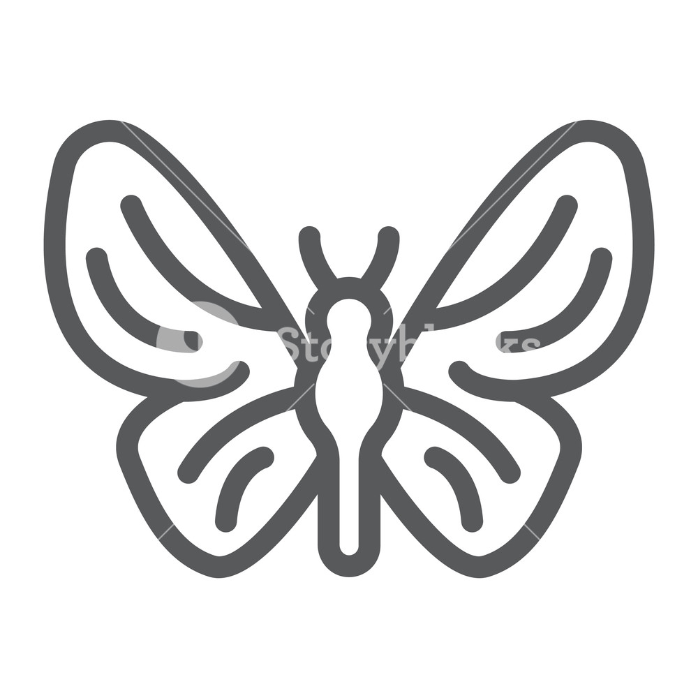 1000x1000 Butterfly Line Icon, Nature And Fly, Insect Sign, Vector Graphics