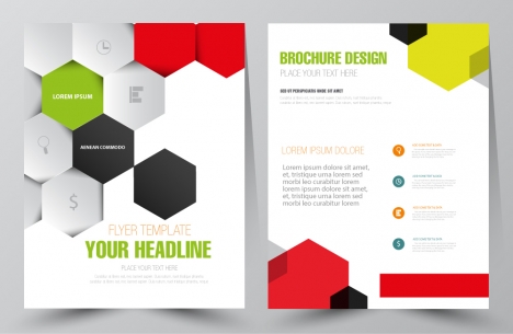 468x305 Flyer Vector Illustration With Colored Hexagon Background Vectors