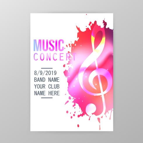 490x490 Music Concert Poster, Paint Splatter Party Flyer Template Vector